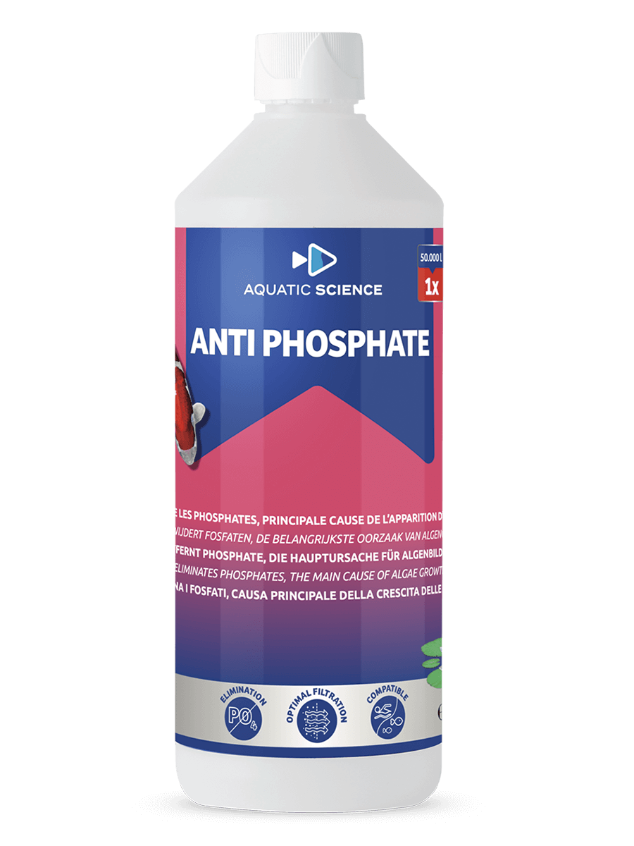 Produit de traitement de l'eau – Anti Phosphate d’Aquatic Science pour prévenir les algues et maintenir une eau claire.