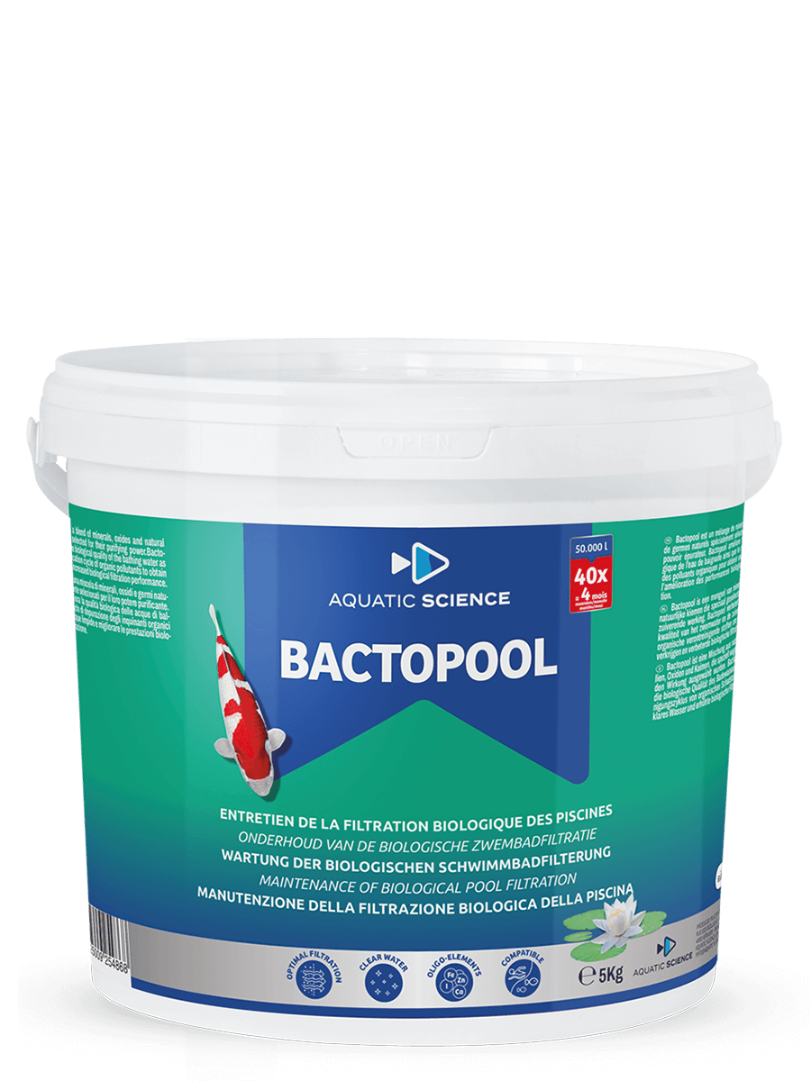 Produit de traitement de l'eau – Bactopool d’Aquatic Science pour préserver la pureté de votre eau de baignade.