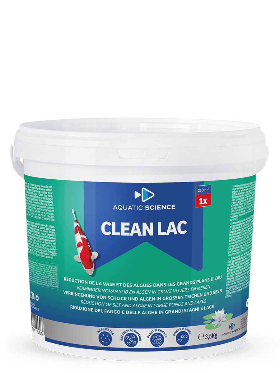 Produit de traitement de l'eau – Clean Lac d’Aquatic Science pour la réduction des nitrates et phosphates dans les grands bassins.