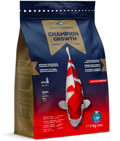 Nourriture pour poissons – Champion Growth, alimentation riche en protéines pour une croissance saine et des couleurs éclatantes.