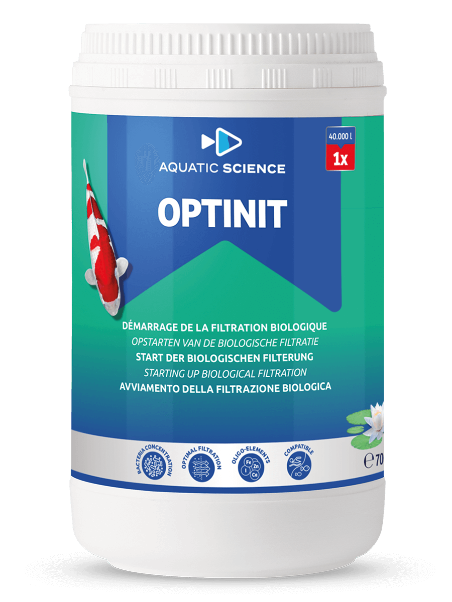 Produit de traitement de l'eau – Optinit d’Aquatic Science pour lancer la filtration biologique du bassin.